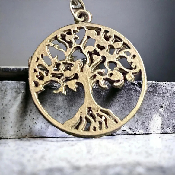None Jewelry - Tree of Life Silver Tone Cut Out Round Pendant